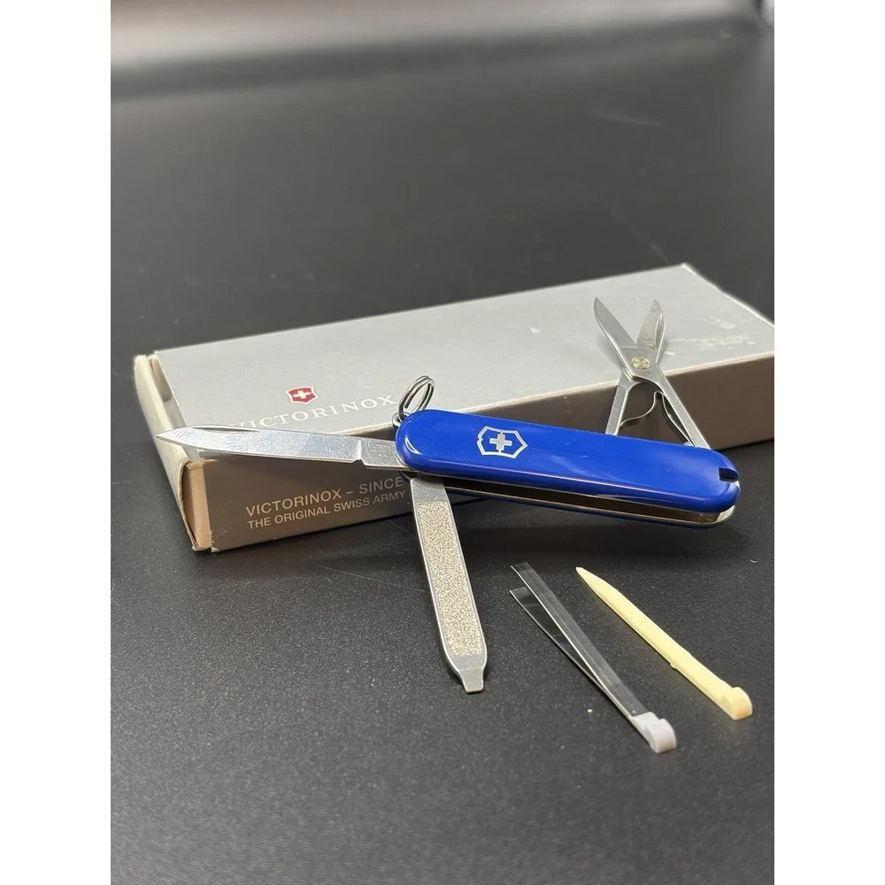Swiss Army Victorinox Blue 58mm Small/Mini/Keychain/Multitool/Box/5 Tools